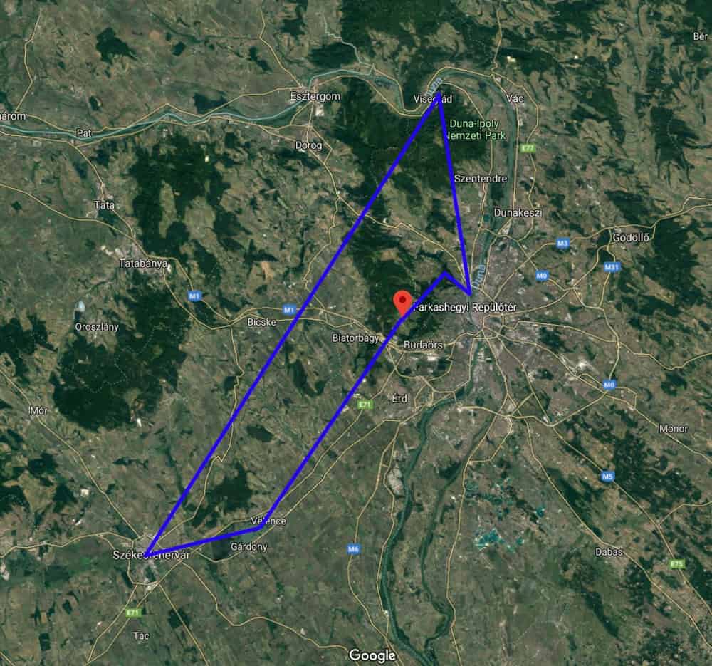 Királyok útja sétarepülés útvonala